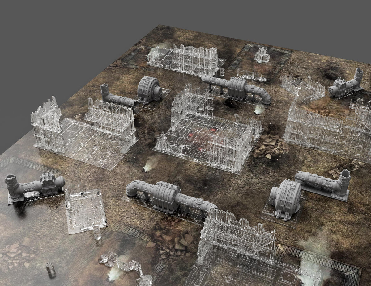 Décors - x8 éléments de terrain industrialis (compatible v11)