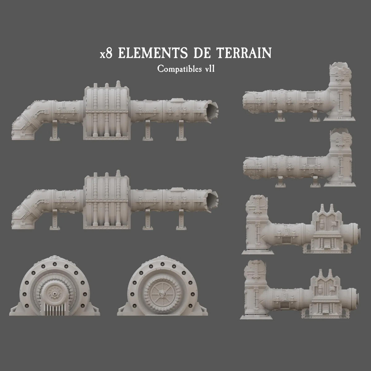 Décors - x8 éléments de terrain industrialis (compatible v11)